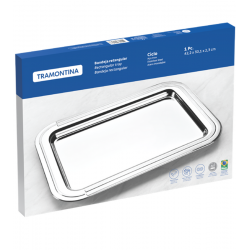 Bandeja 42x30cm Retangular Aço Inox Ciclo Para Servir
